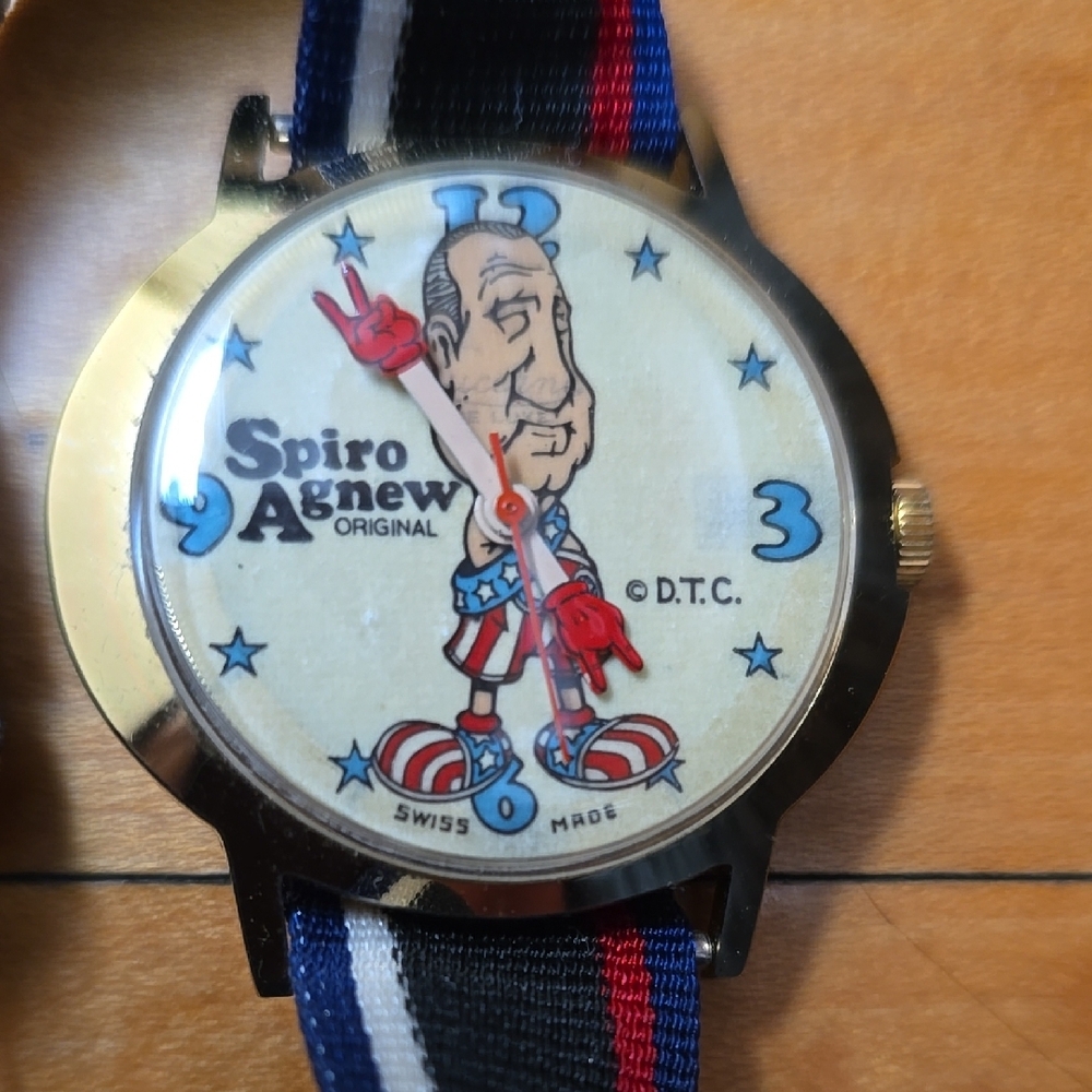 Vintage 70s Spiro Agnew Original Wrist Watch Dirty Time Co. Swiss Works